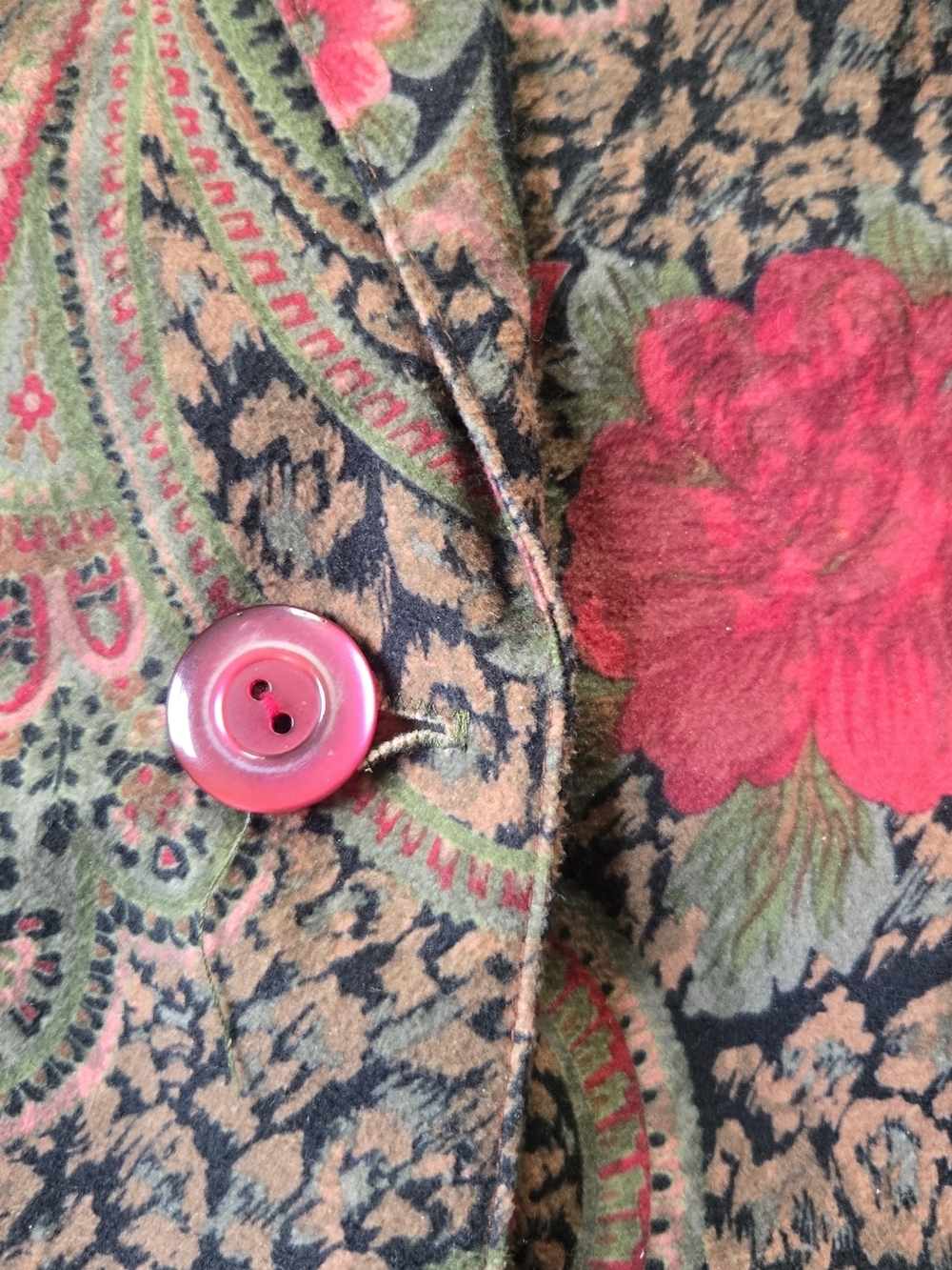 Boho Paisley Vintage Blazer Lagenlook Floral Animal Print Joanna Made In USA - Picture 4 of 9